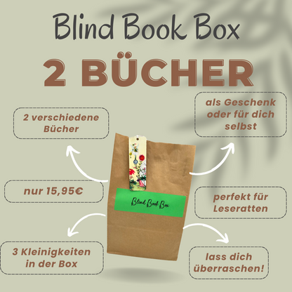 Blind Book Box von Schönekeiten. 2 Bücher als Überraschung mit 5 hochwertigen Kleinigkeiten. Die Bücher-Überraschung!